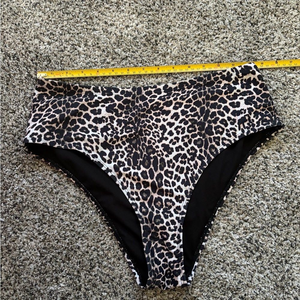Amazon Women’s Leopard Print High-Waist Bikini Bottoms - Black & Tan